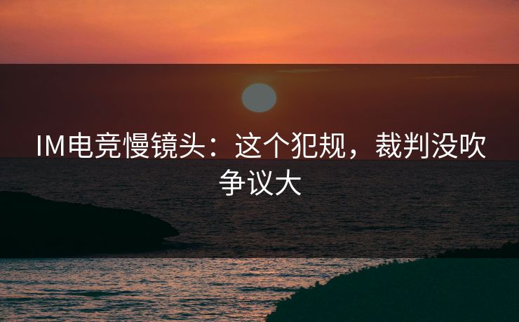 IM电竞慢镜头：这个犯规，裁判没吹争议大